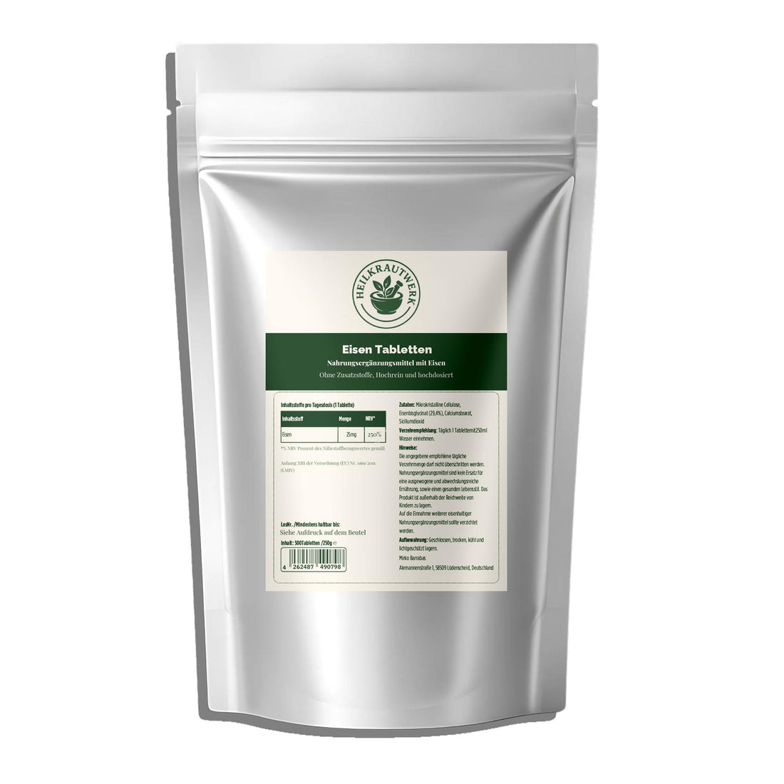 25mg Eisen Bisglycinat - 500 Tabletten