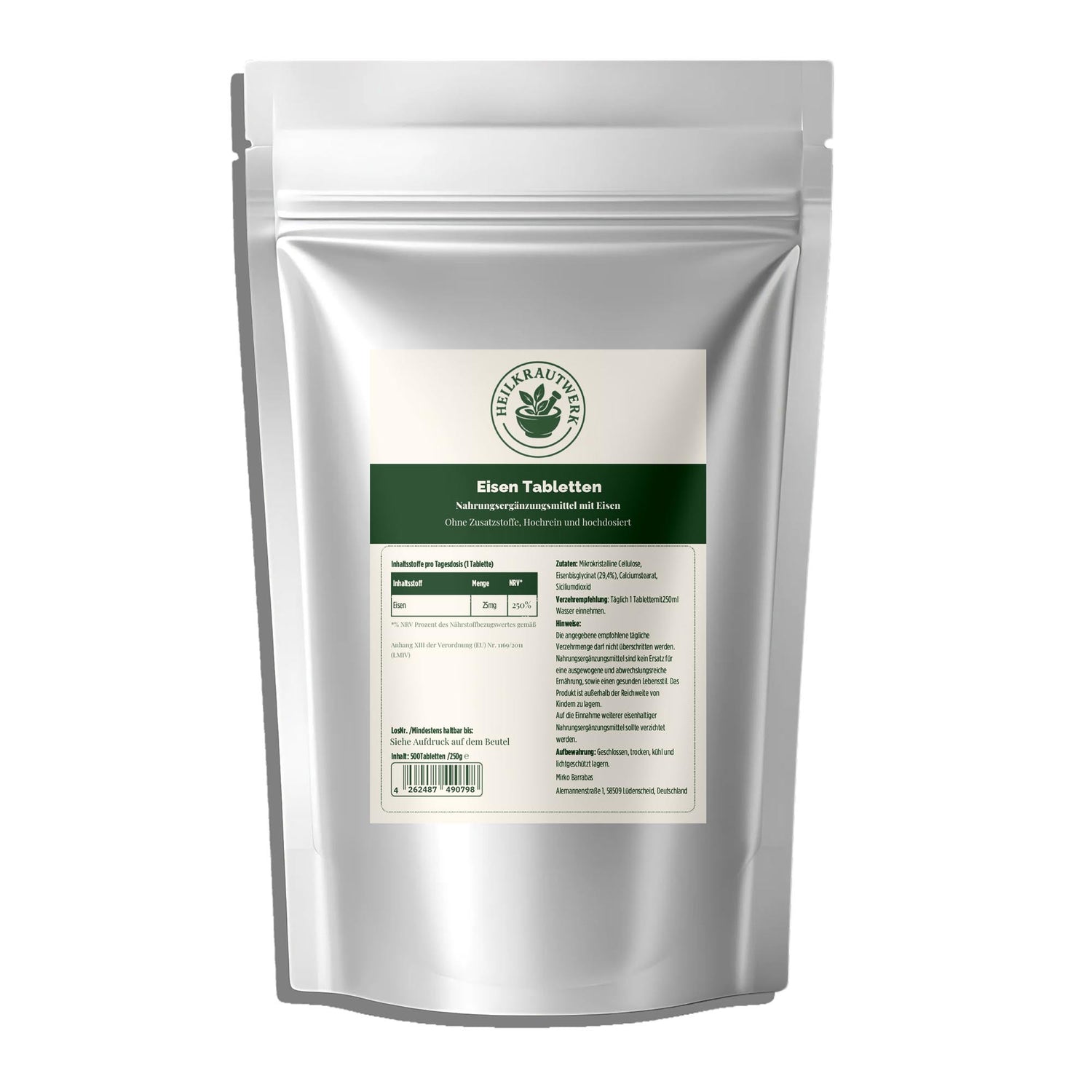 25mg Eisen Bisglycinat - 500 Tabletten